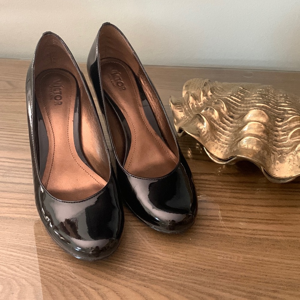 Victor Alfaro Black Patent Heels
